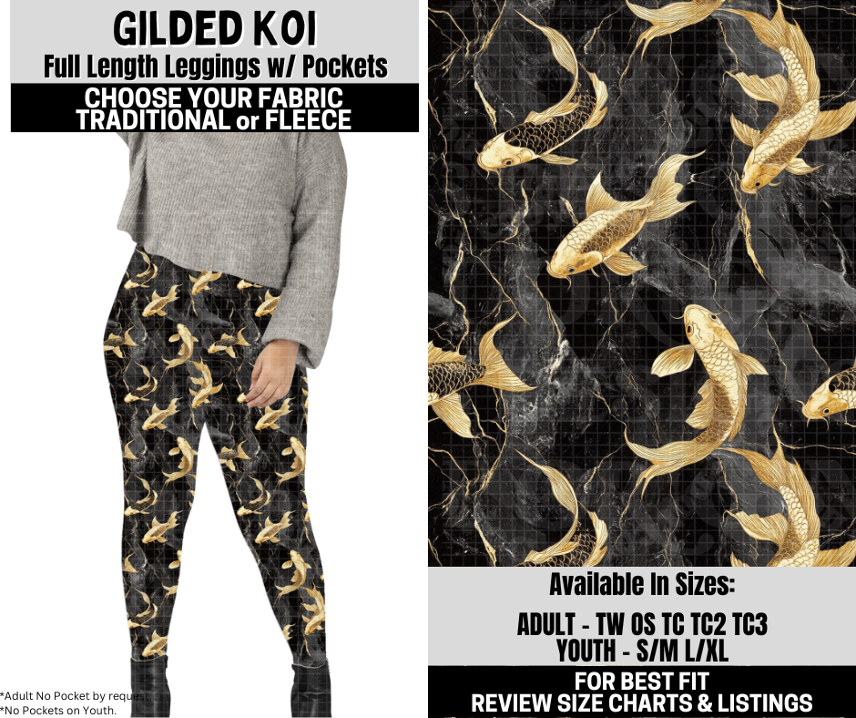Preorder! Closes 10/6. ETA Dec. Gilded Koi Leggings Choose Fleece or Traditional