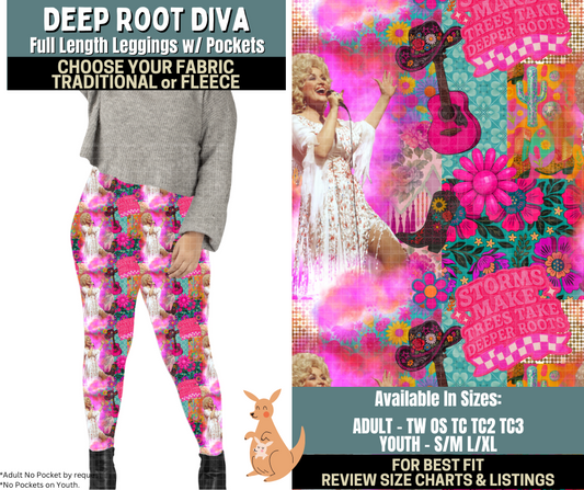 Preorder! Closes 10/2. ETA Dec. Deep Root Diva Leggings Choose Fleece or Traditional