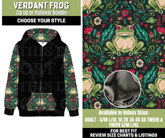 Preorder! Closes 11/6. ETA Jan. Verdant Frog Zip-Up or Pullover Hoodie