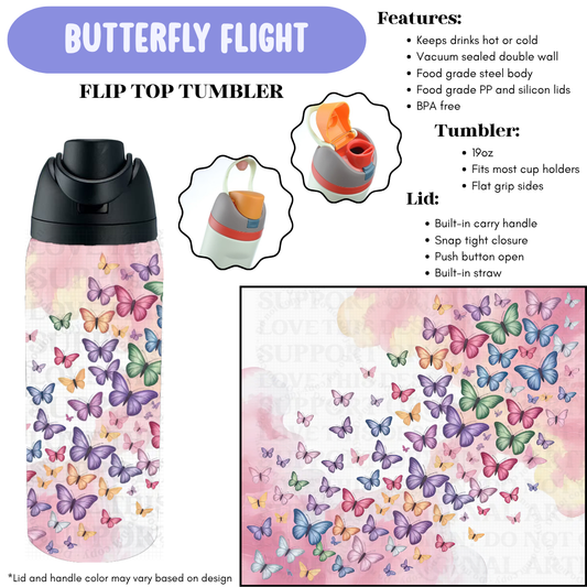 Preorder! Closes 12/11. ETA Feb. Butterfly Flight Flip Top Tumbler