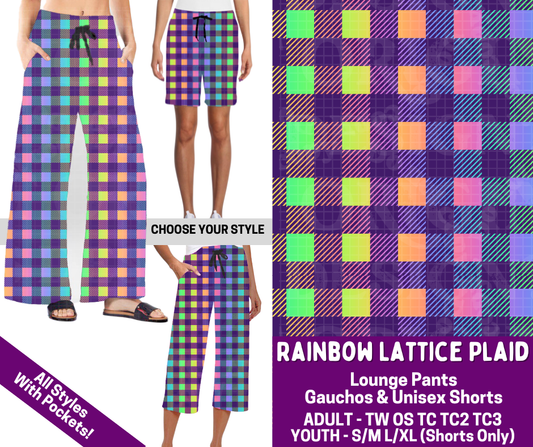 Preorder! Closes 2/19. ETA May. Rainbow Lattice Plaid Combo Lounge Lengths