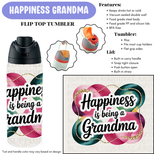 Preorder! Closes 12/11. ETA Feb. Happiness Grandma Flip Top Tumbler
