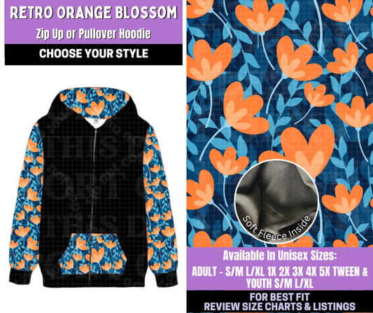 Preorder! Closes 1/5. ETA March. Retro Orange Blossom Zip-Up or Pullover Hoodie