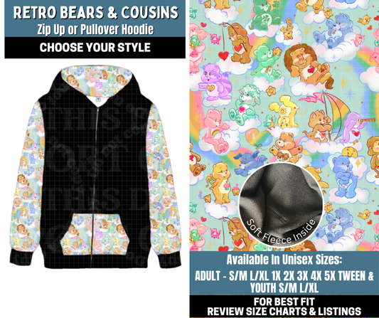 Preorder! Closes 10/13. ETA Jan. Retro Bears & Cousins Zip-Up or Pullover Hoodie