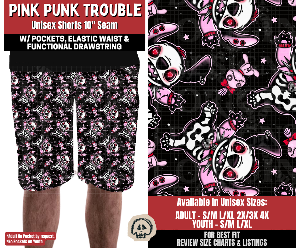 Preorder! Closes 12/22. ETA March. Pink Punk Trouble Unisex Shorts