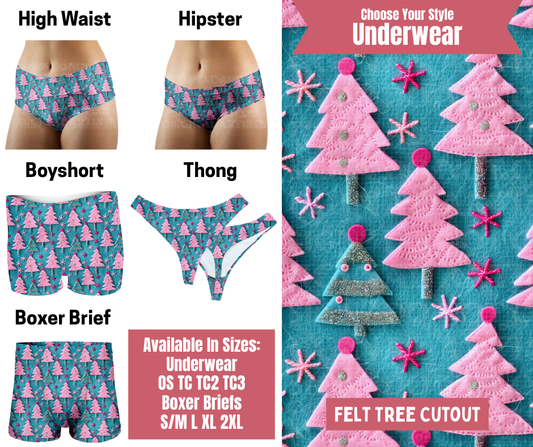 Preorder! Closes 9/29. ETA Dec. Felt Tree Cutout Hipster, High Waist, Boyshort, & Thong Underwear & Boxer Briefs