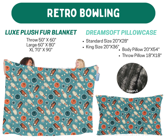 Preorder! Closes 10/12. ETA Jan. Retro Bowling Luxe Plush Fur Blanket and/or DreamSoft Pillowcase