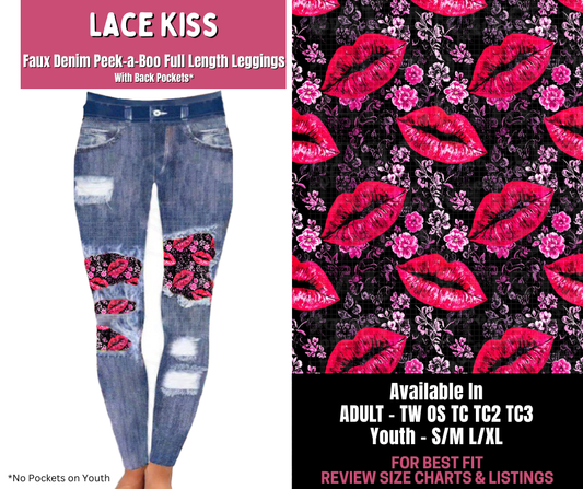 Preorder! Closes 11/10. ETA Jan. Lace Kiss Full Length Faux Denim Peekaboo