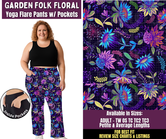 Preorder! Closes 11/4. ETA Feb. Garden Folk Floral Yoga Flare Pants