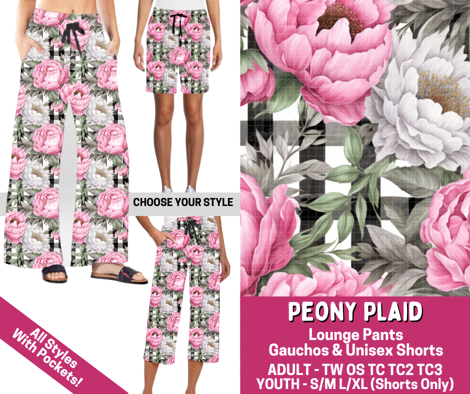 Preorder! Closes 3/2. ETA June. Peony Plaid Combo Lounge Lengths