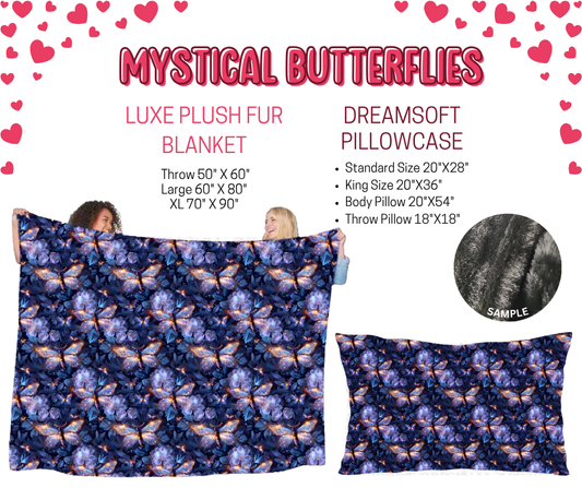Preorder! Closes 11/17. ETA Jan. Mystical Butterflies Luxe Plush Fur Blanket and/or DreamSoft Pillowcase