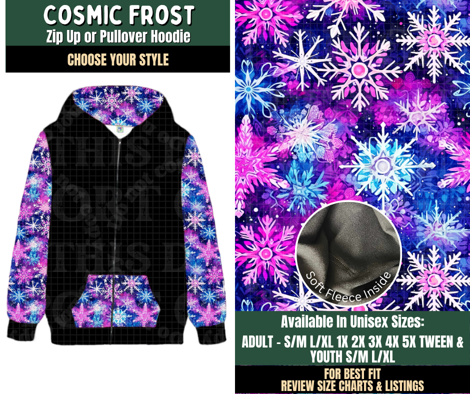Preorder! Closes 8/12. ETA Nov. Cosmic Frost Zip-Up or Pullover Hoodie
