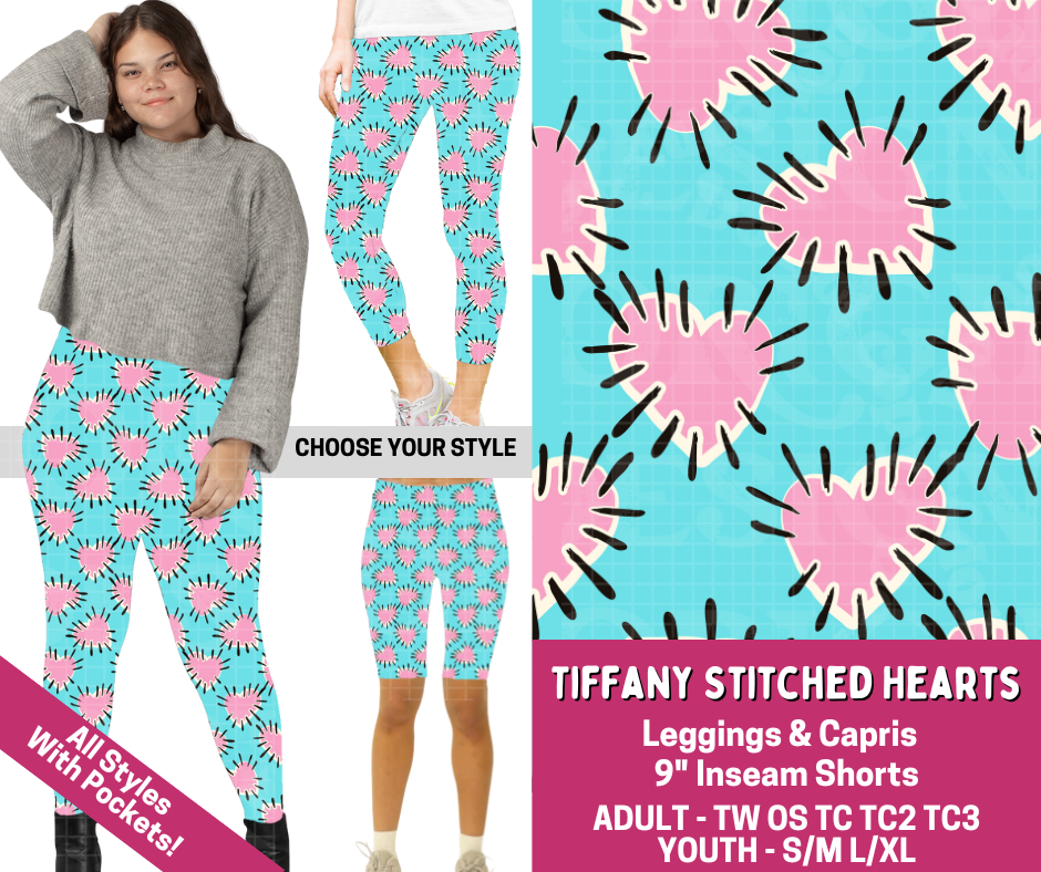 Preorder! Closes 3/2. ETA June. Tiffany Stitched Hearts Combo Legging Lengths - Alonna's Legging Land