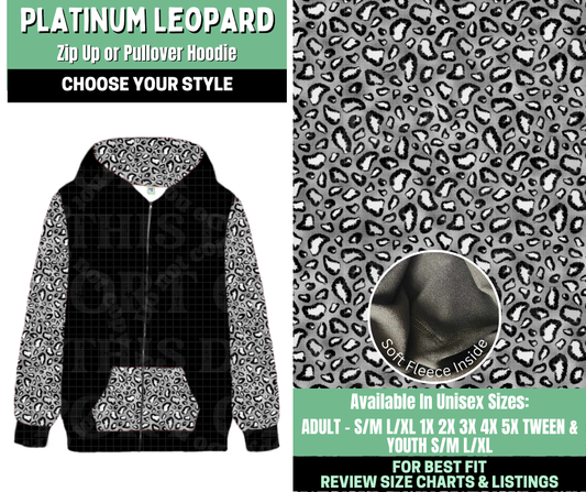 Preorder! Closes 1/7. ETA March. Platinum Leopard Zip-Up or Pullover Hoodie