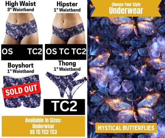 Mystical Butterflies Hipster, High Waist, Thong Underwear