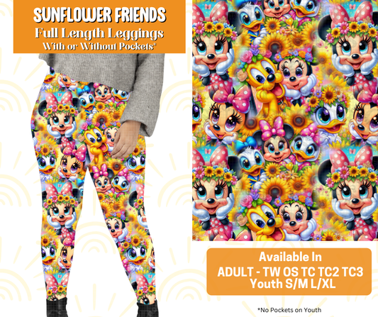 Preorder! Closes 5/16. ETA July. Sunflower Friends Full Length Leggings w/wo Pockets