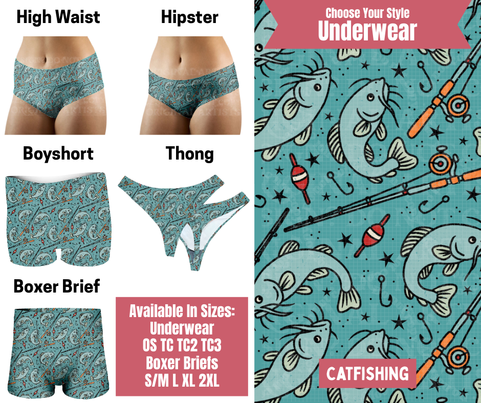 Preorder! Closes 9/29. ETA Dec. Catfishing Hipster, High Waist, Boyshort, & Thong Underwear & Boxer Briefs
