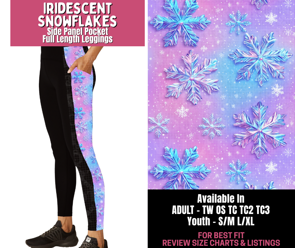 Preorder! Closes 11/10. ETA Jan. Iridescent Snowflake Side Panel Pocket Full Length Leggings