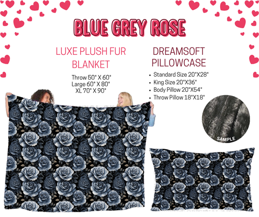 Preorder! Closes 11/17. ETA Jan. Blue Grey Rose Luxe Plush Fur Blanket and/or DreamSoft Pillowcase