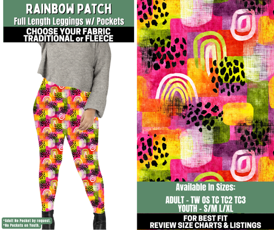 Preorder! Closes 12/4. ETA Feb. Rainbow Patch Leggings Choose Fleece or Traditional