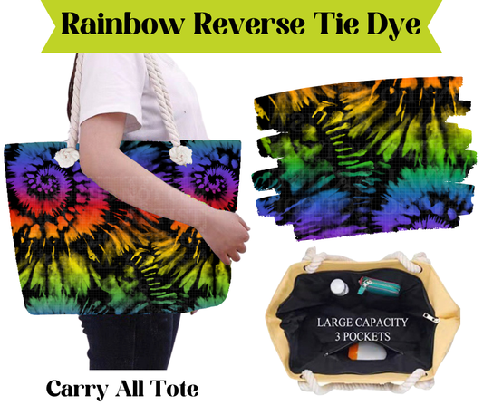 Preorder! Closes 3/16. ETA May. Rainbow Reverse Tie Dye Carry All Tote
