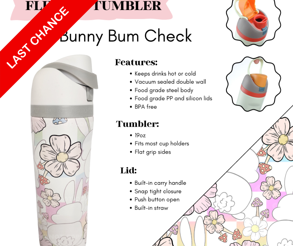 Bunny Bum Check Flip Top Tumbler
