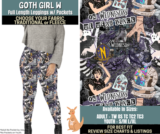 Preorder! Closes 10/2. ETA Dec. Goth Girl W Leggings Choose Fleece or Traditional
