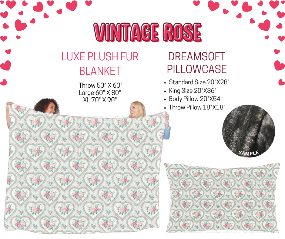 Preorder! Closes 11/17. ETA Jan. Vintage Rose Luxe Plush Fur Blanket and/or DreamSoft Pillowcase