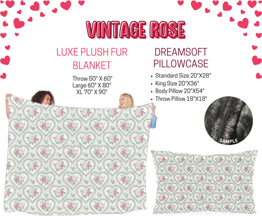 Preorder! Closes 11/17. ETA Jan. Vintage Rose Luxe Plush Fur Blanket and/or DreamSoft Pillowcase