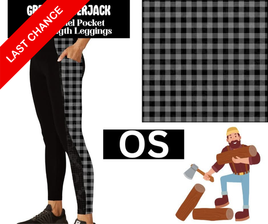 Grey Lumberjack Side Panel Pocket Full Length Leggings