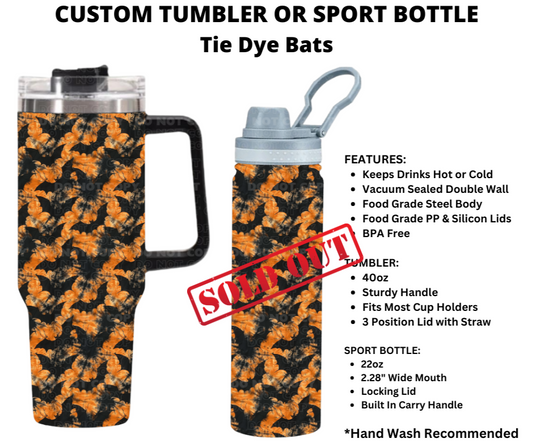 Tie Dye Bats Custom Tumbler