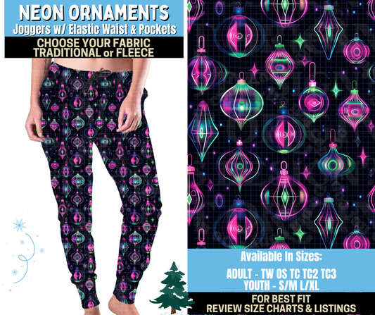 Preorder! Closes 8/28. ETA Nov. Neon Ornaments Joggers Choose Fleece or Traditional