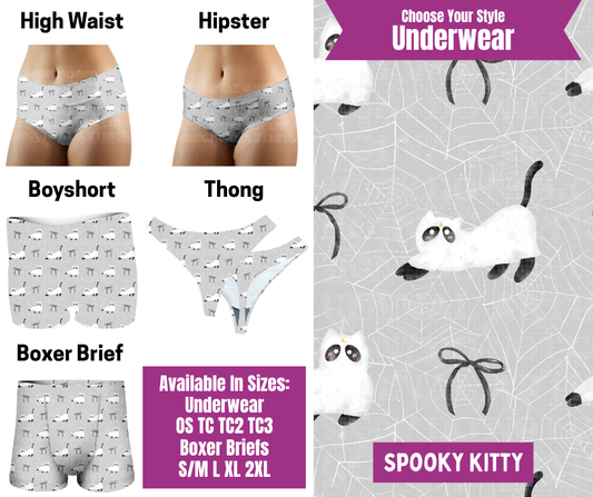Preorder! Closes 6/24. ETA Sept. Spooky Kitty Hipster, High Waist, Boyshort, & Thong Underwear & Boxer Briefs