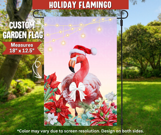 Preorder! Closes 9/22. ETA Dec. Holiday Flamingo Garden Flag