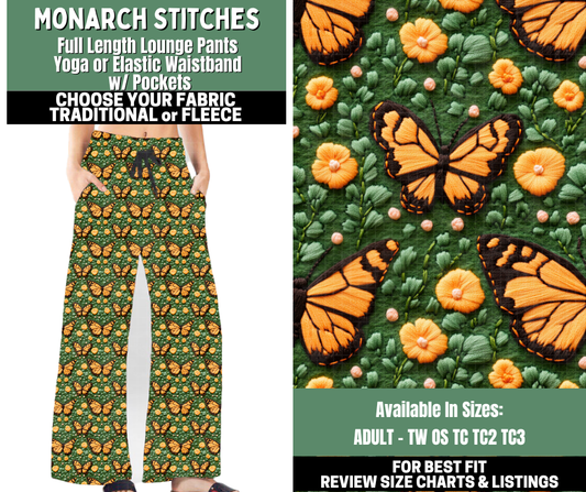 Preorder! Closes 12/4. ETA Feb. Monarch Stitches Lounge Pants Choose Fleece or Traditional