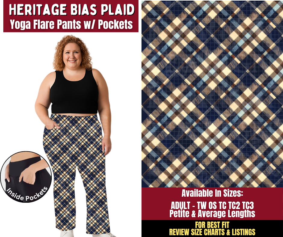 Preorder! Closes 9/28. ETA Dec. Heritage Bias Plaid Yoga Flare Pants