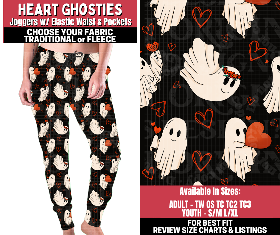 Preorder! Closes 11/13. ETA Jan. Heart Ghosties Joggers Choose Fleece or Traditional