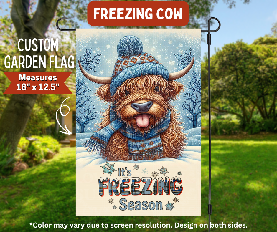 Preorder! Closes 8/10. ETA Nov. Freezing Cow Garden Flag