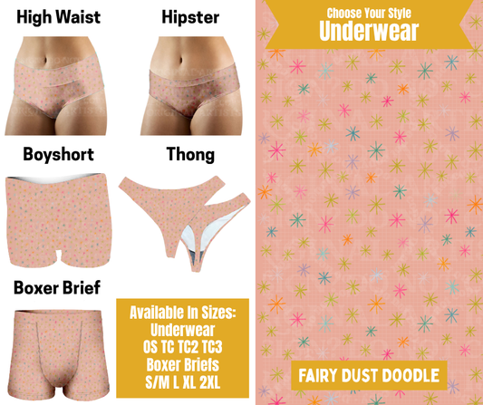 Preorder! Closes 10/28. ETA Jan. Fairy Dust Doodle Hipster, High Waist, Boyshort, & Thong Underwear & Boxer Briefs