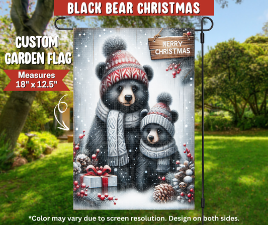 Preorder! Closes 9/22. ETA Dec. Black Bear Christmas Garden Flag