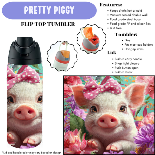 Preorder! Closes 12/11. ETA Feb. Pretty Piggy Flip Top Tumbler