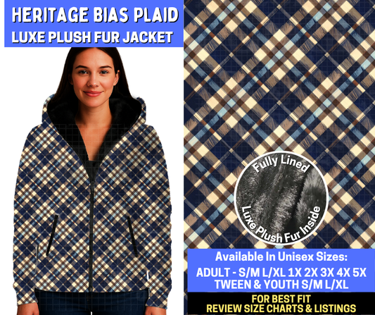 Preorder! Closes 10/29. ETA Jan. Heritage Bias Plaid Luxe Fur Jacket