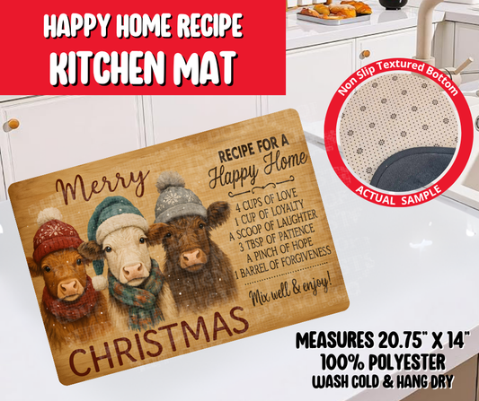 Preorder! Closes 8/20. ETA Nov. Happy Home Recipe Kitchen Mat