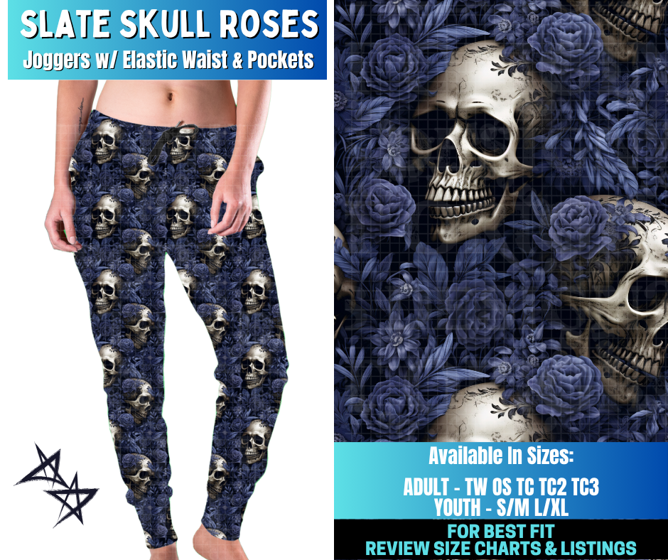 Preorder! Closes 12/17. ETA March. Slate Skull Roses Joggers