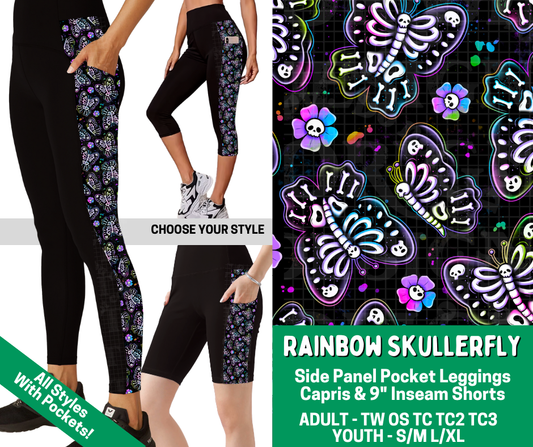 Preorder! Closes 2/18. ETA May. Rainbow Skullerfly Combo Side Panel Legging Lengths - Alonna's Legging Land
