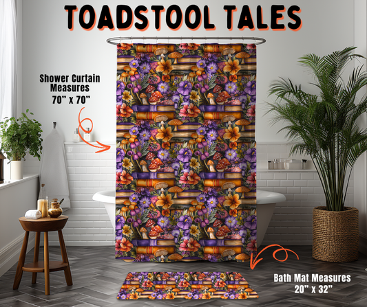 Preorder! Closes 6/10. ETA Sept. Toadstool Tales Custom Shower Curtain and/or Bath Mat