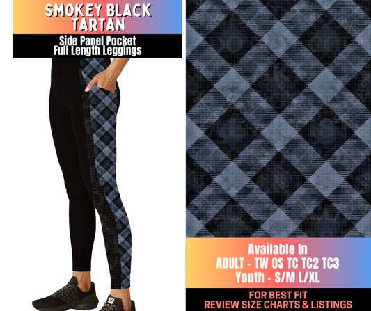 Preorder! Closes 10/16. ETA Jan. Smokey Black Tartan Side Panel Pocket Full Length Leggings