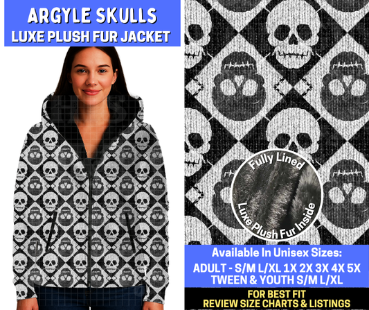 Preorder! Closes 10/29. ETA Jan. Argyle Skulls Luxe Fur Jacket