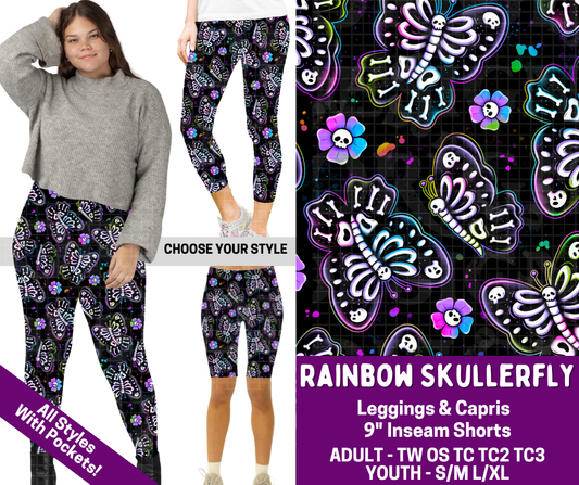 Preorder! Closes 2/19. ETA May. Rainbow Skullerfly Combo Legging Lengths - Alonna's Legging Land