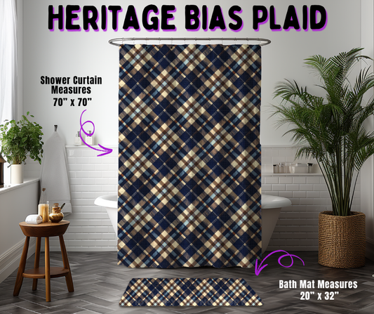 Preorder! Closes 10/21. ETA Jan. Heritage Bias Plaid Custom Shower Curtain and/or Bath Mat